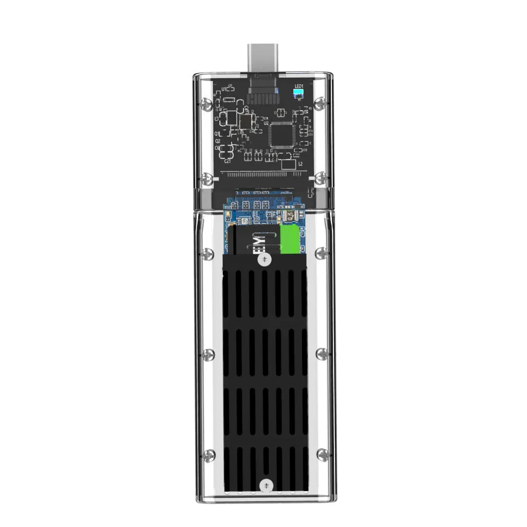 Transparent solid state mobile hard disk box ABS material USB interface 45x38x12mm