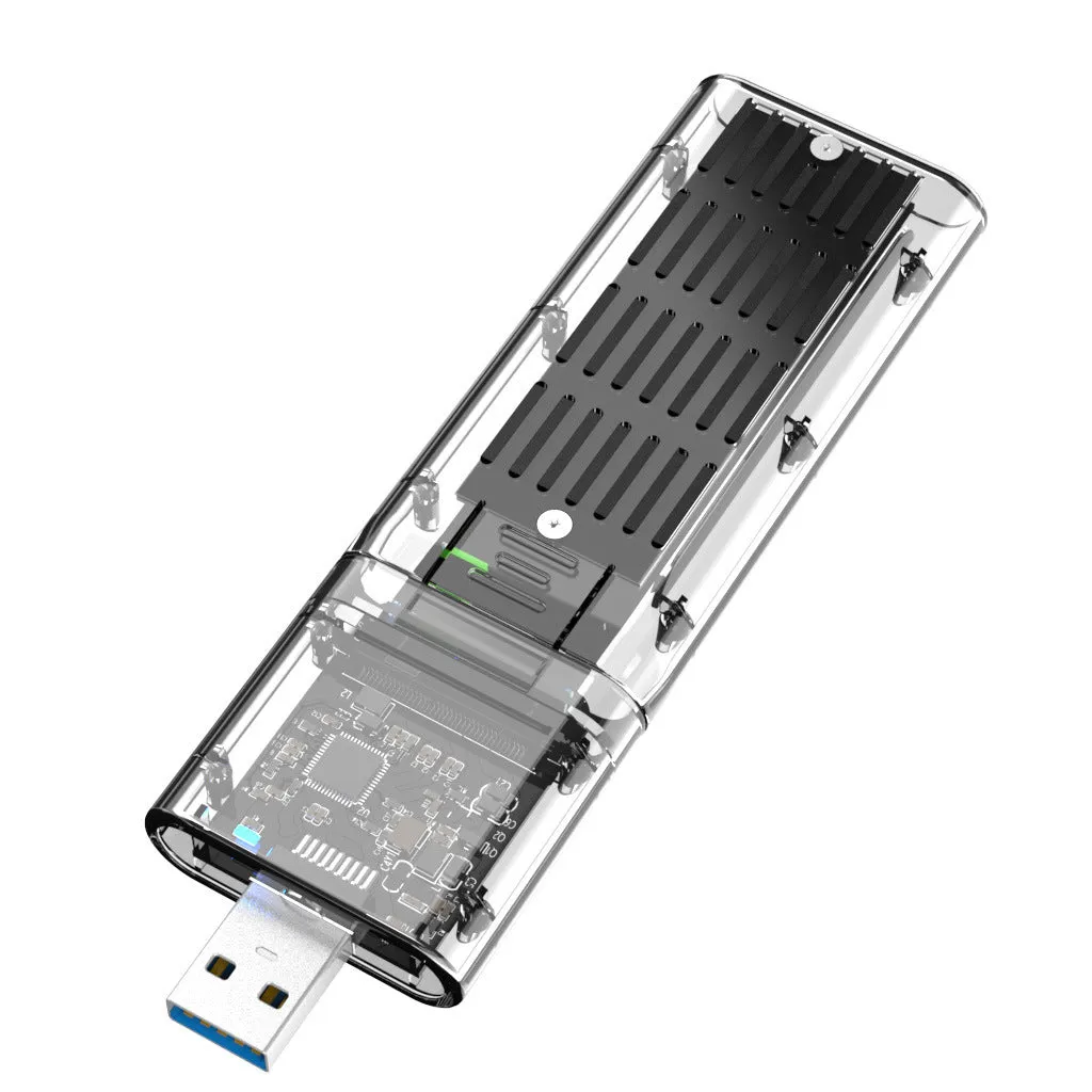 Transparent solid state mobile hard disk box ABS material USB interface 45x38x12mm