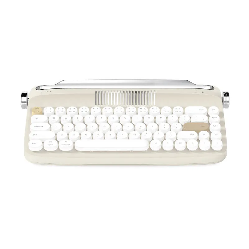 B307 Rechargeable Retro Bluetooth Wireless Keyboard with ABS Construction, Universal Compatibility, and Choose from White, Ivory Yellow, Green, Pink, or Sand Beige Colour Options