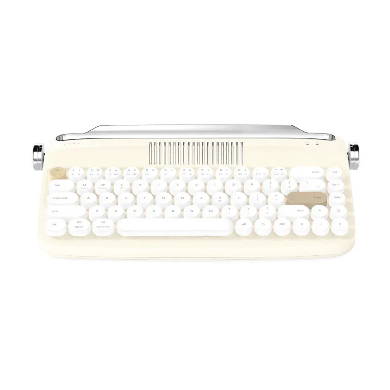 B307 Rechargeable Retro Bluetooth Wireless Keyboard with ABS Construction, Universal Compatibility, and Choose from White, Ivory Yellow, Green, Pink, or Sand Beige Colour Options