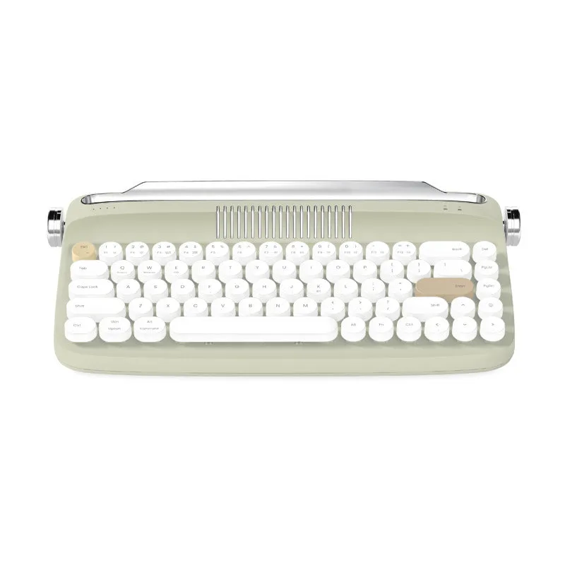 B307 Rechargeable Retro Bluetooth Wireless Keyboard with ABS Construction, Universal Compatibility, and Choose from White, Ivory Yellow, Green, Pink, or Sand Beige Colour Options