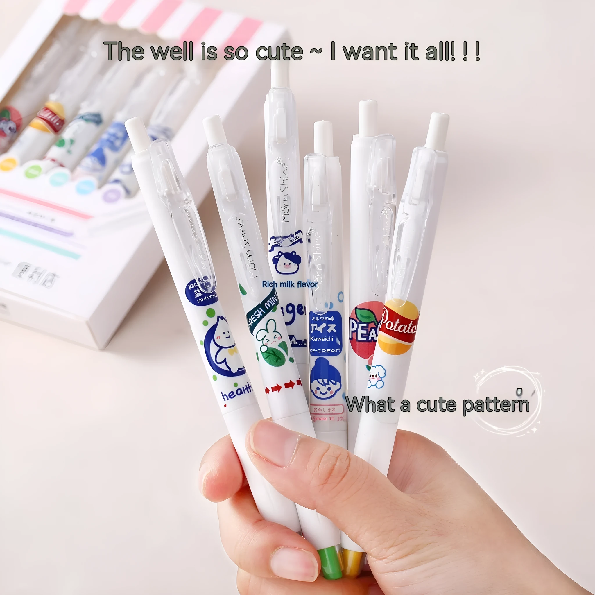 Fluorescent pen snacks 6 pack highlighter set with oblique head in plastic shell boxed packing