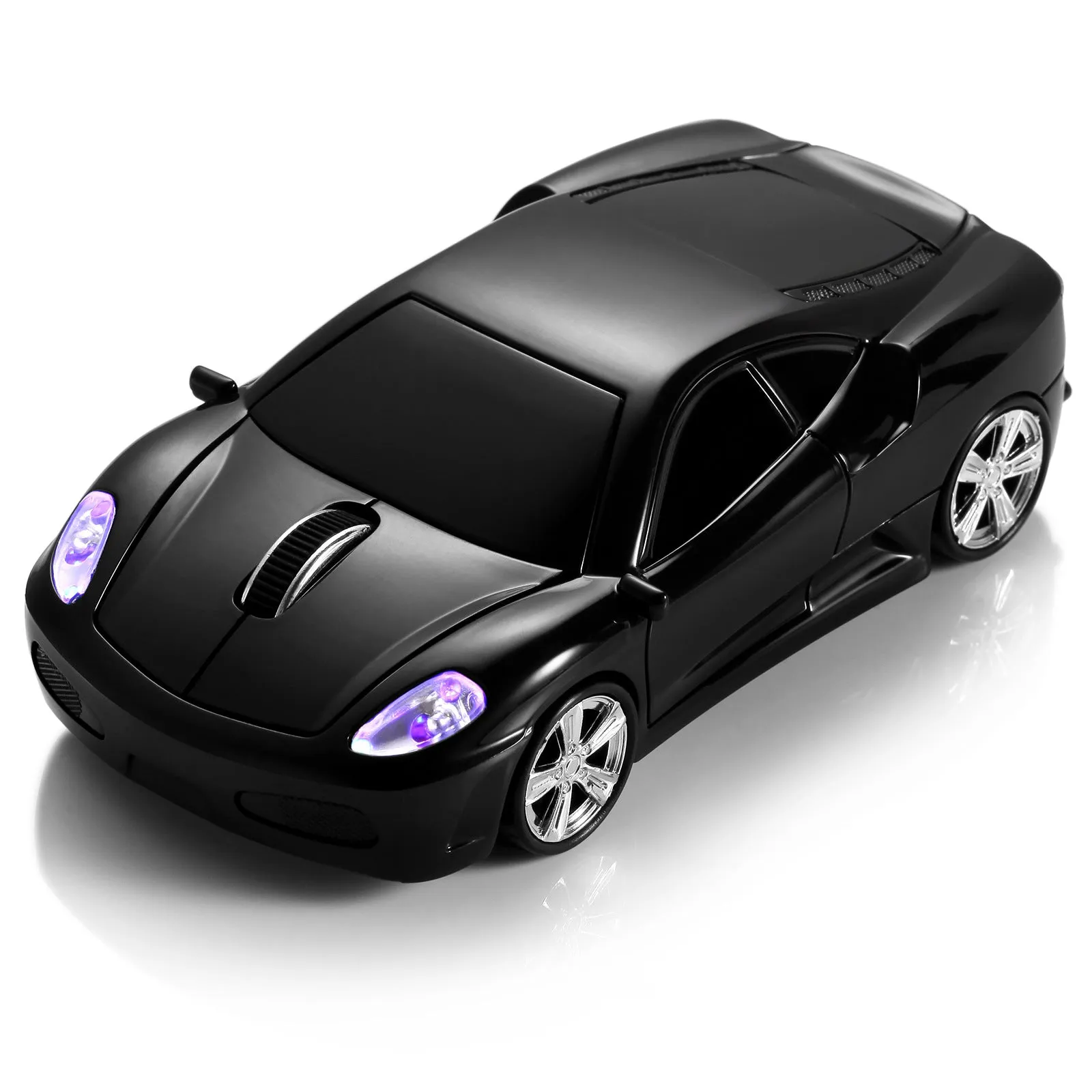 Wireless car mouse in six colours with USB receiver, compact 11.8x6x3.5cm size