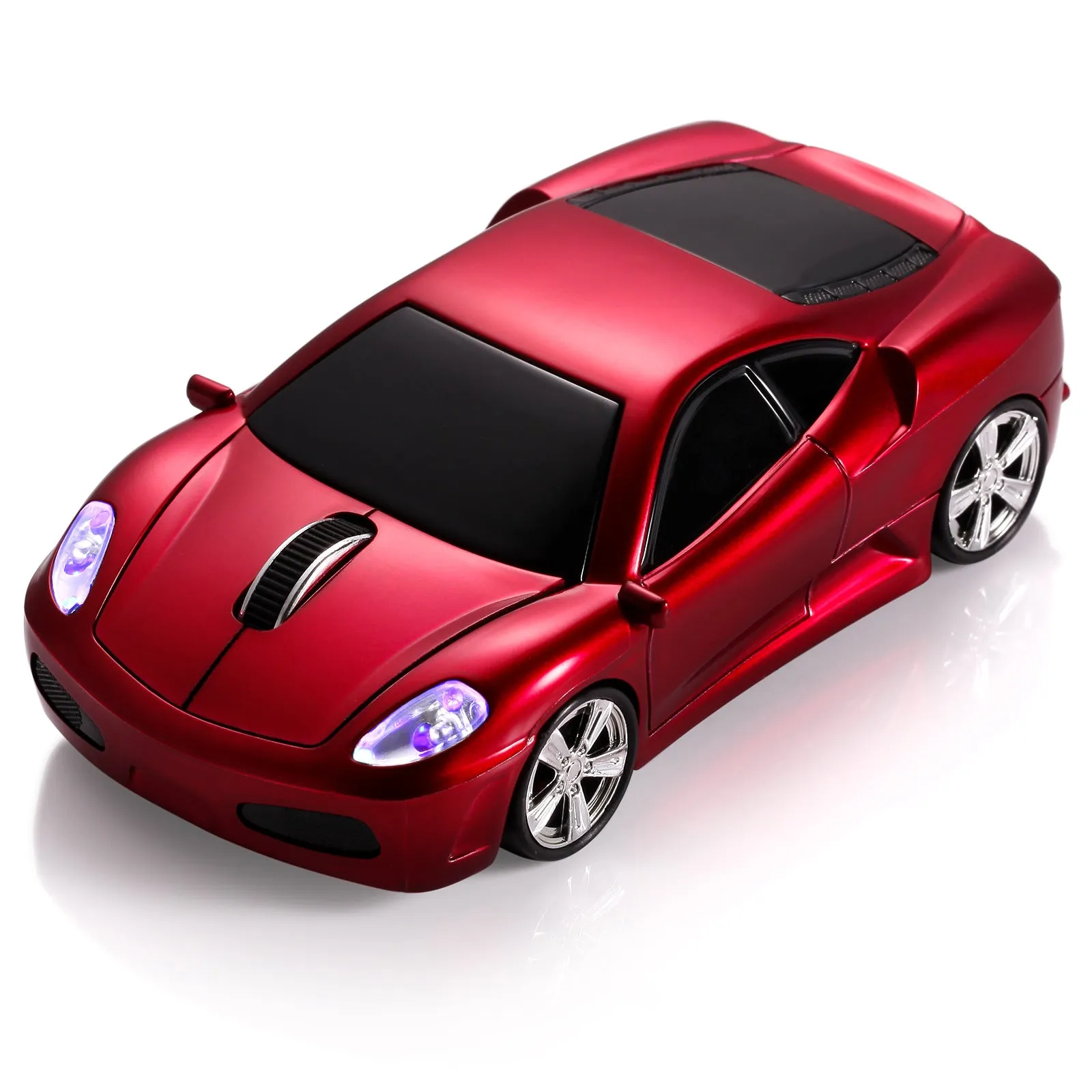 Wireless car mouse in six colours with USB receiver, compact 11.8x6x3.5cm size