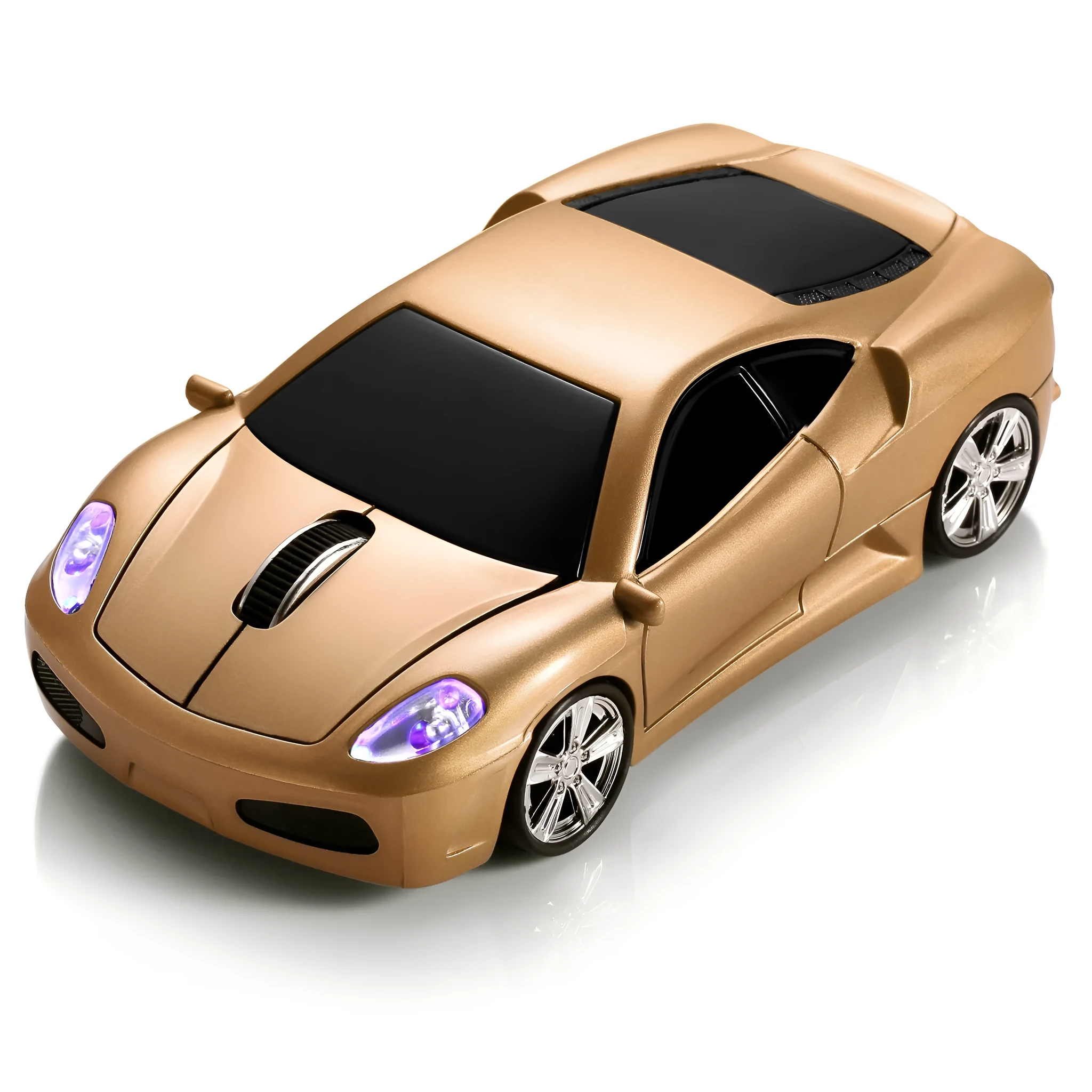 Wireless car mouse in six colours with USB receiver, compact 11.8x6x3.5cm size