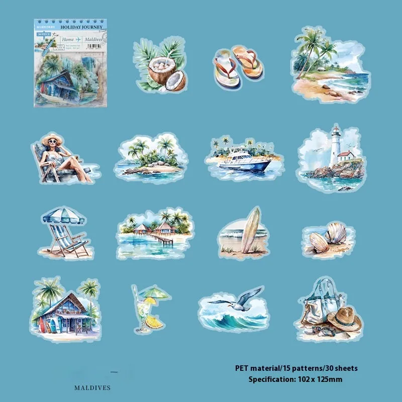 Holiday Journey Series architecture journal stickers showing retro designs of global landmarks