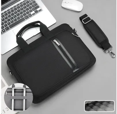 Large capacity portable shockproof nylon notebook bag in beige, designed for laptops