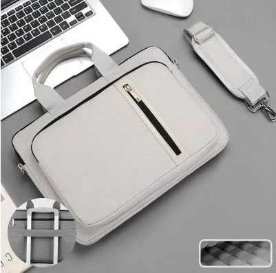 Large capacity portable shockproof nylon notebook bag in beige, designed for laptops