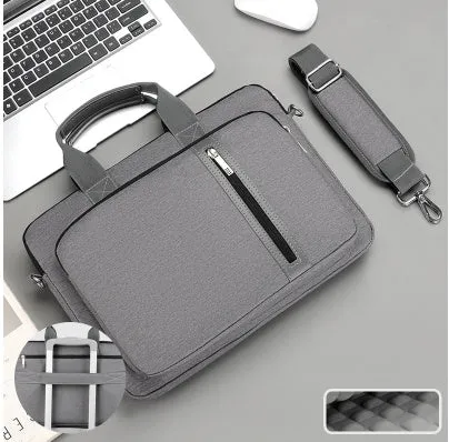 Large capacity portable shockproof nylon notebook bag in beige, designed for laptops