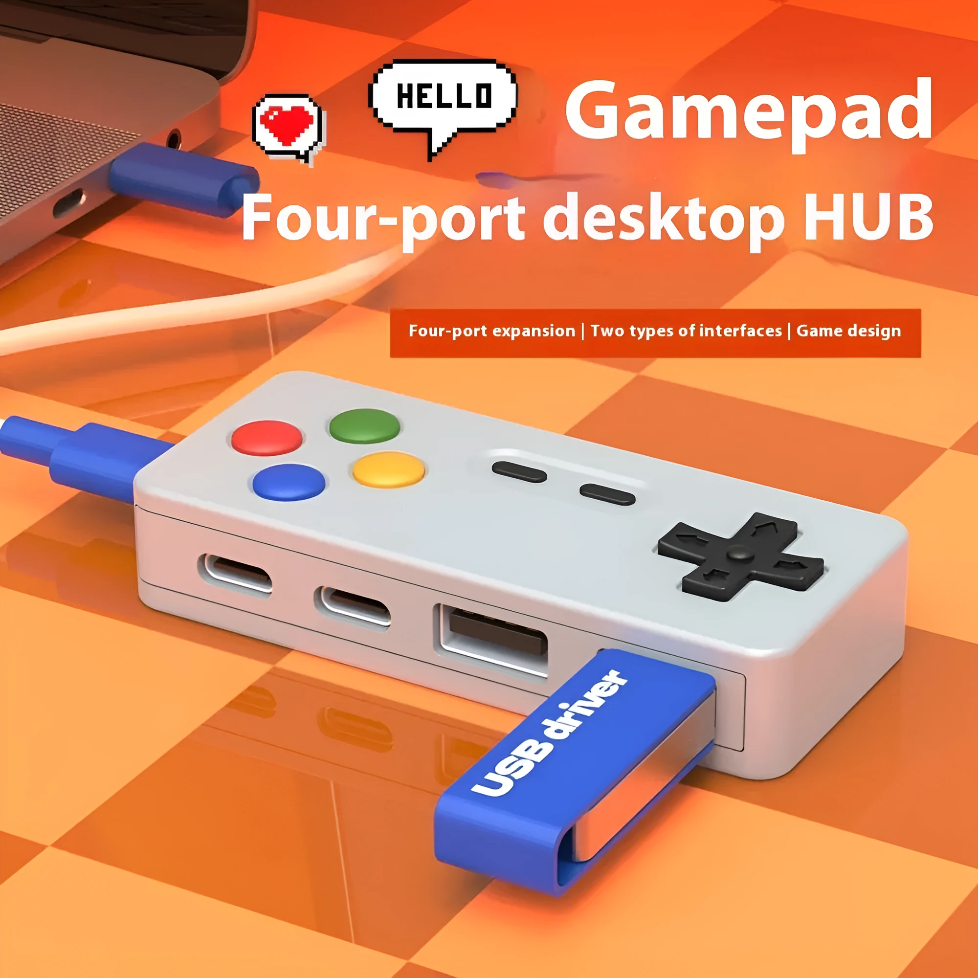 Creative personality cartoon game modeling HUB four-in-one USB 2.0 hub concentrator with short cable