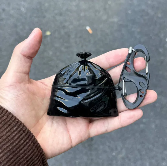 Original black silicone trash bag earphone case, universal soft shell handmade protective cover