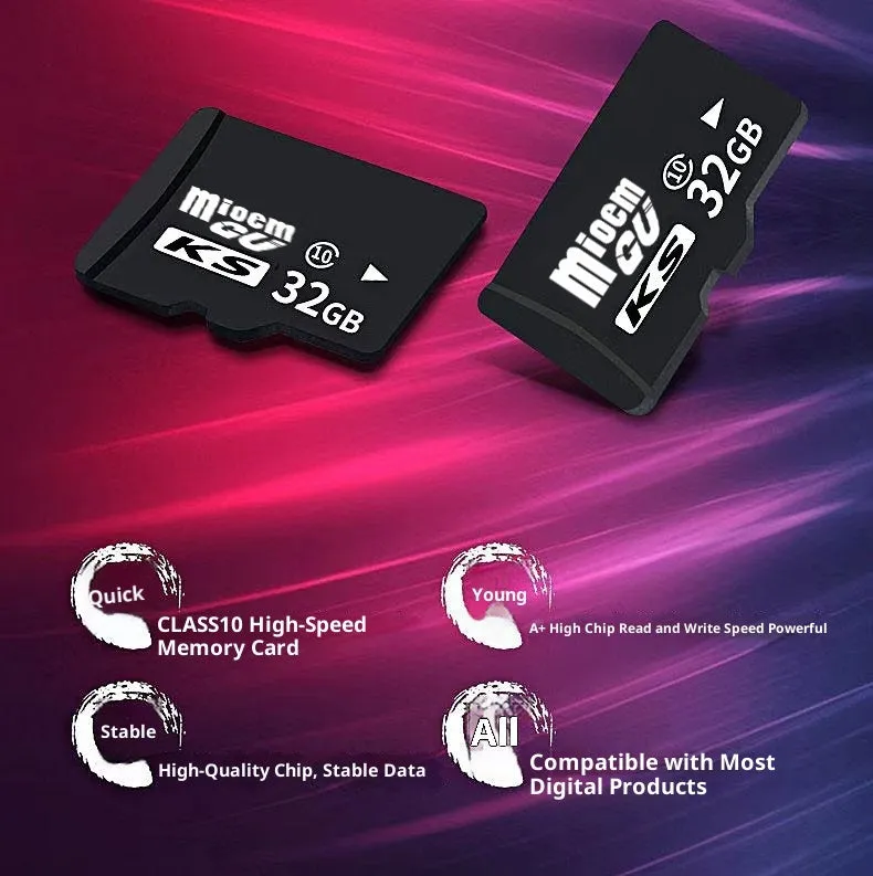 Black KS series TF memory card with C10 high-speed rating for mobile phones and cameras