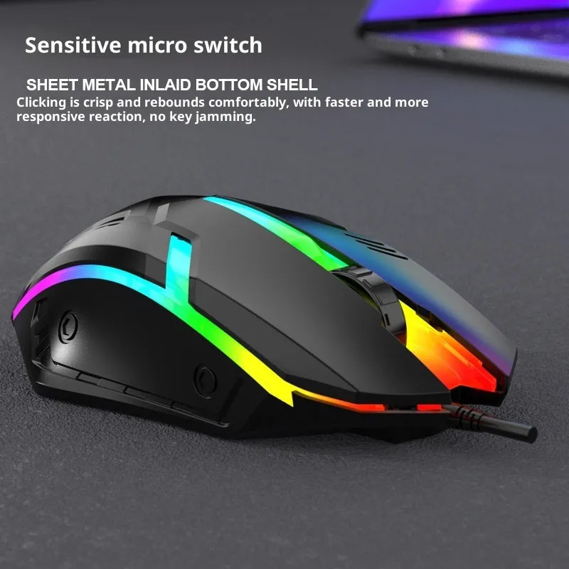 E-sports weighted wired mouse USB large photoelectric black white desktop laptop