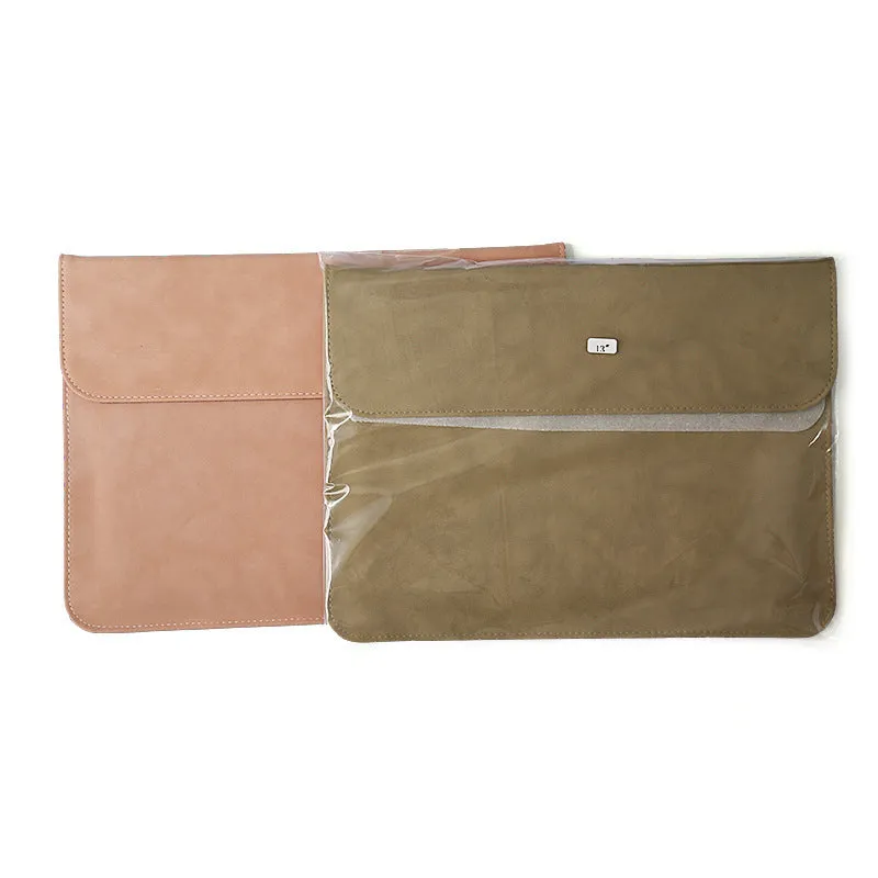 Frosted waterproof PU laptop sleeve in brown colour for 15.6 inch laptops