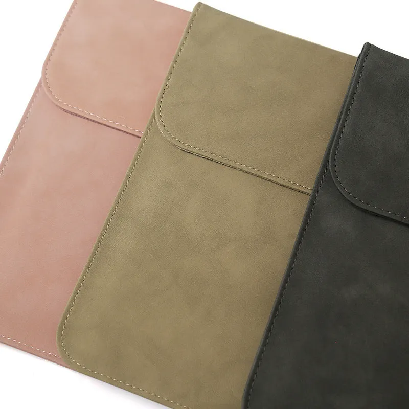Frosted waterproof PU laptop sleeve in brown colour for 15.6 inch laptops