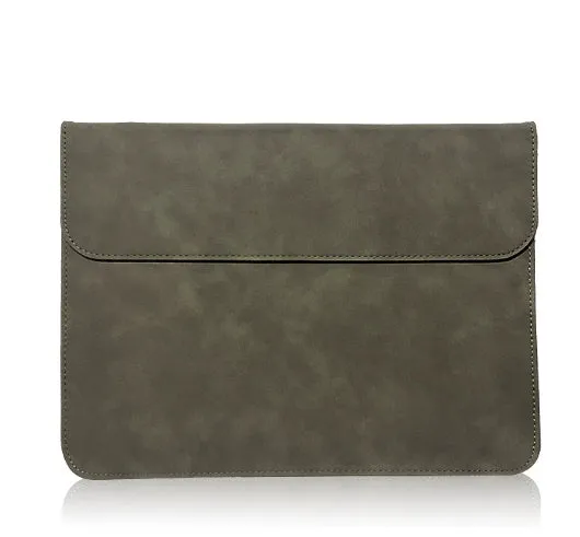 Frosted waterproof PU laptop sleeve in brown colour for 15.6 inch laptops
