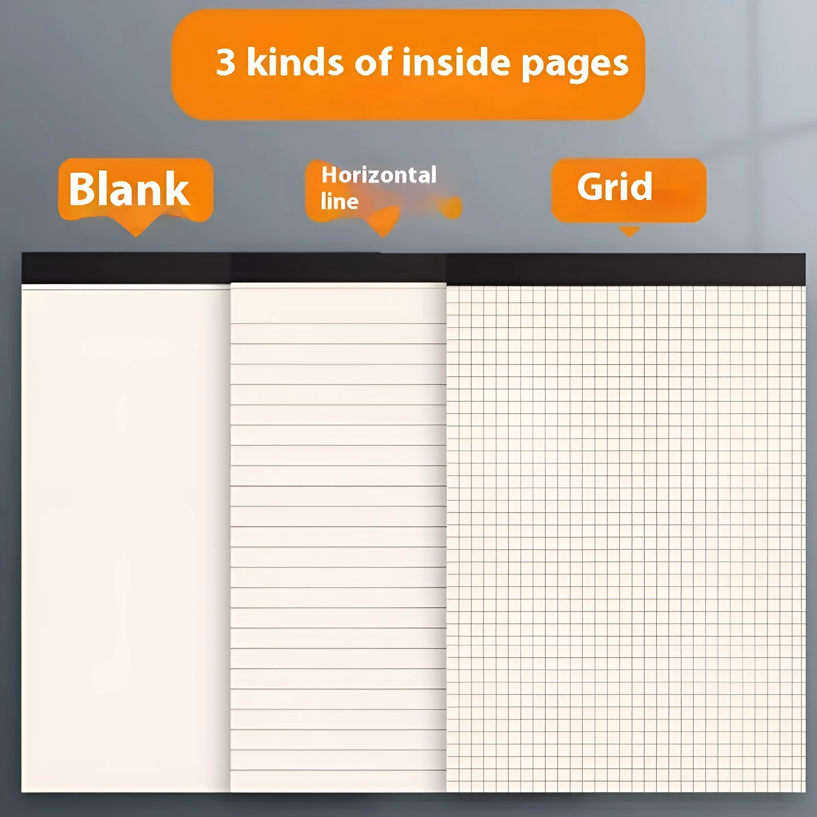 A4 A5 B5 writing pads with blank, grid, and lined rulings, 80 sheets each