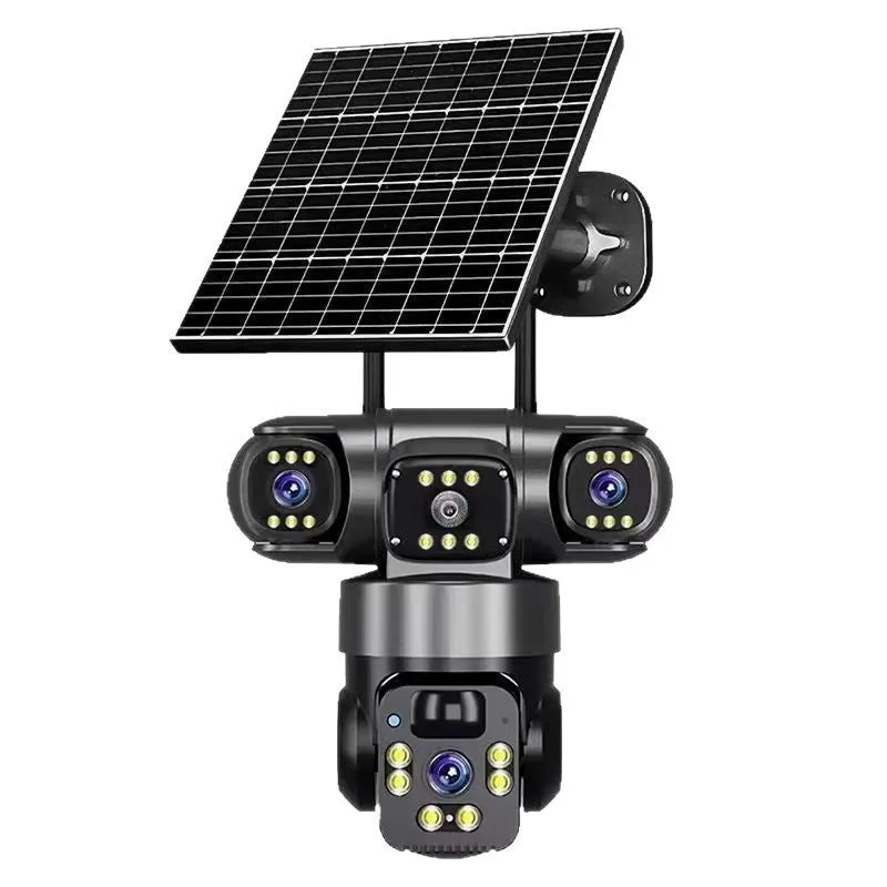 Solar surveillance camera with full colour night vision, ABS housing, 355-degree rotation