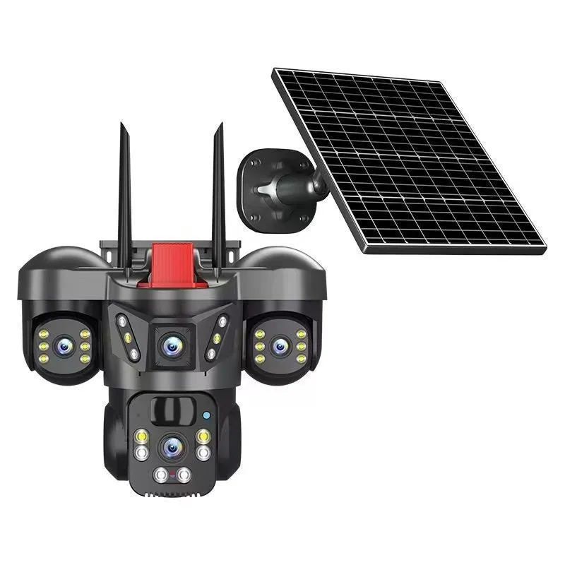 Solar surveillance camera with full colour night vision, ABS housing, 355-degree rotation