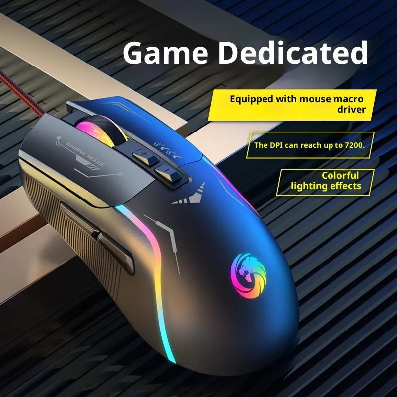 Wired optical mouse in black for gaming and home use with 1.5 metre cable and compact 128x68x45mm size
