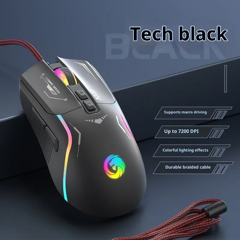 Wired optical mouse in black for gaming and home use with 1.5 metre cable and compact 128x68x45mm size