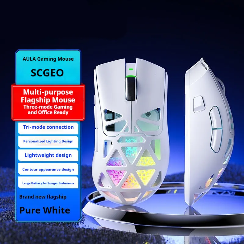 Three-mode wireless mouse hollowed-out design, black contour option, with optical sensor, 122x64x40mm
