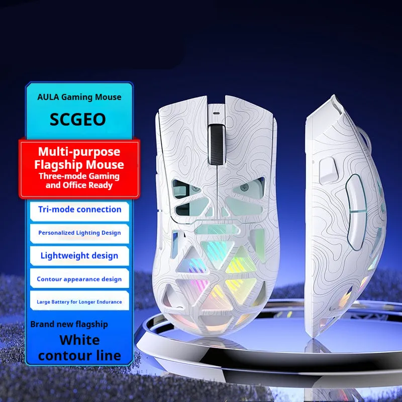 Three-mode wireless mouse hollowed-out design, black contour option, with optical sensor, 122x64x40mm
