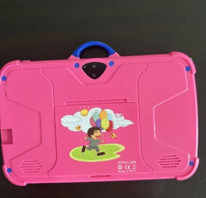 Kids 7 inch tablet PC in sky blue with drop-resistant explosion-proof design showing IPS screen