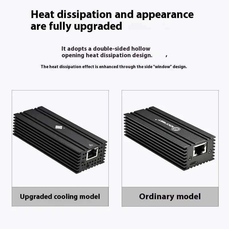 Black USB4 to 10 Gigabit RJ45 Ethernet network adapter with a 20cm cable