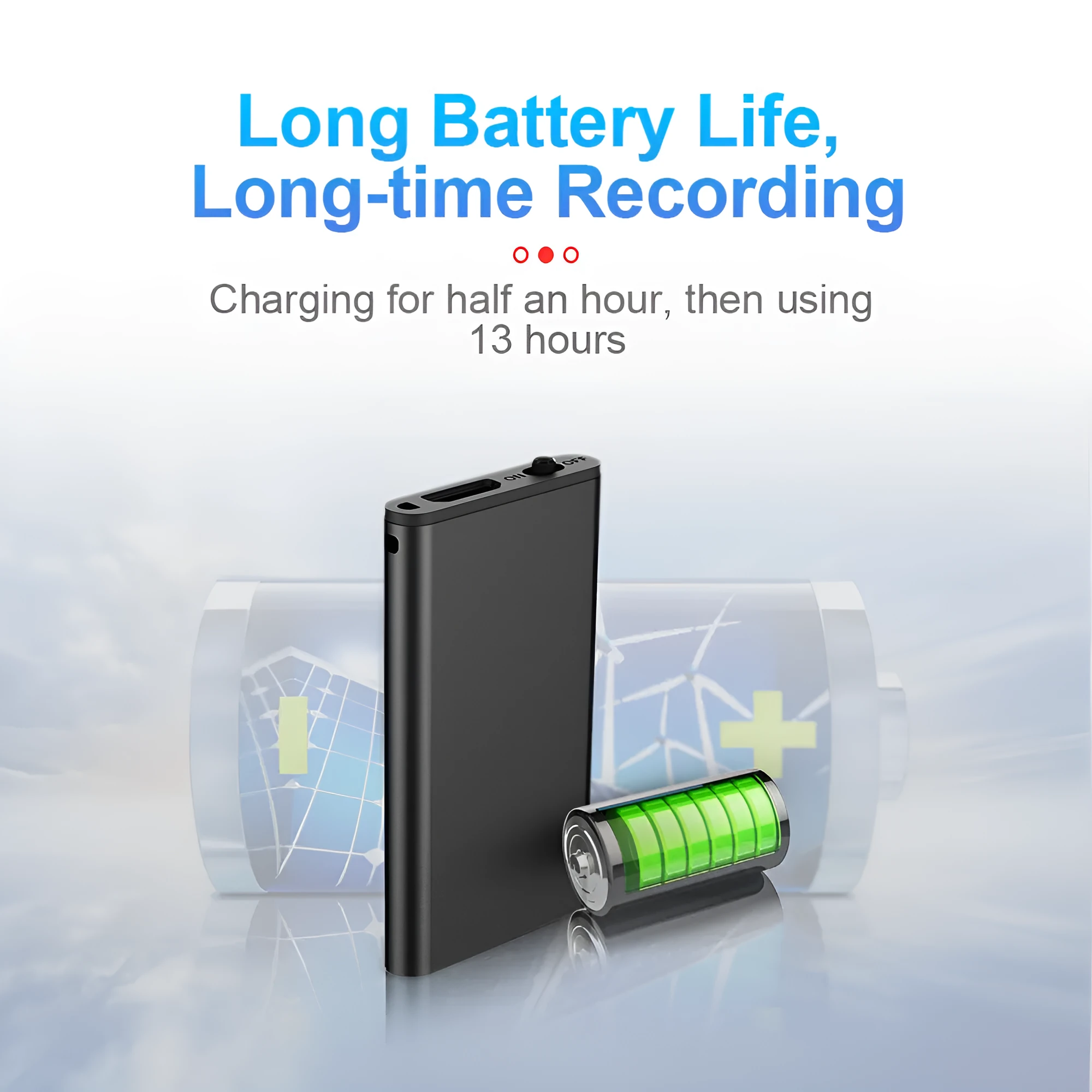 Aluminium alloy encrypted recording pen with micro interface, showing compact 23x43x5mm dimensions