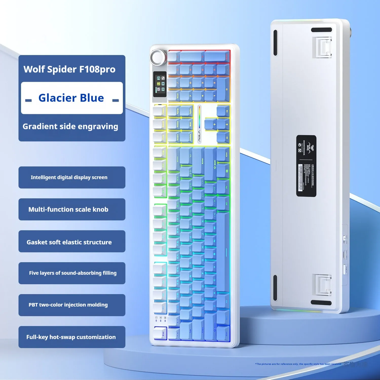Tarantula F108Pro wireless mechanical keyboard in selected colour with USB cable and spare switches