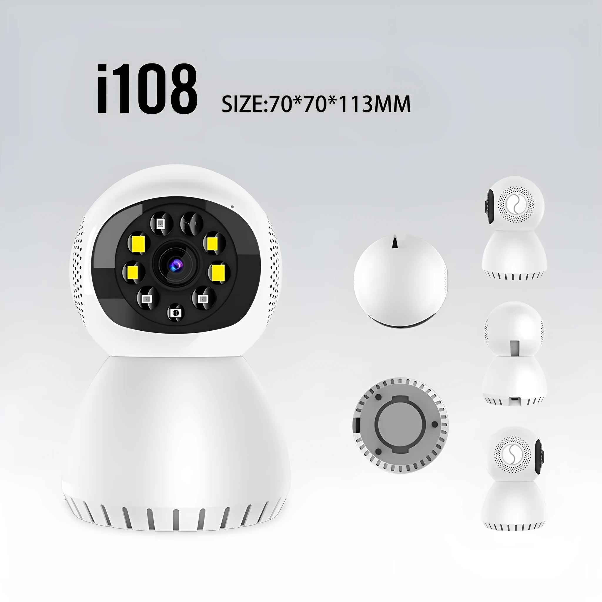 White 1080p dual-frequency wireless home security camera with 12mm lens on a mounting bracket.