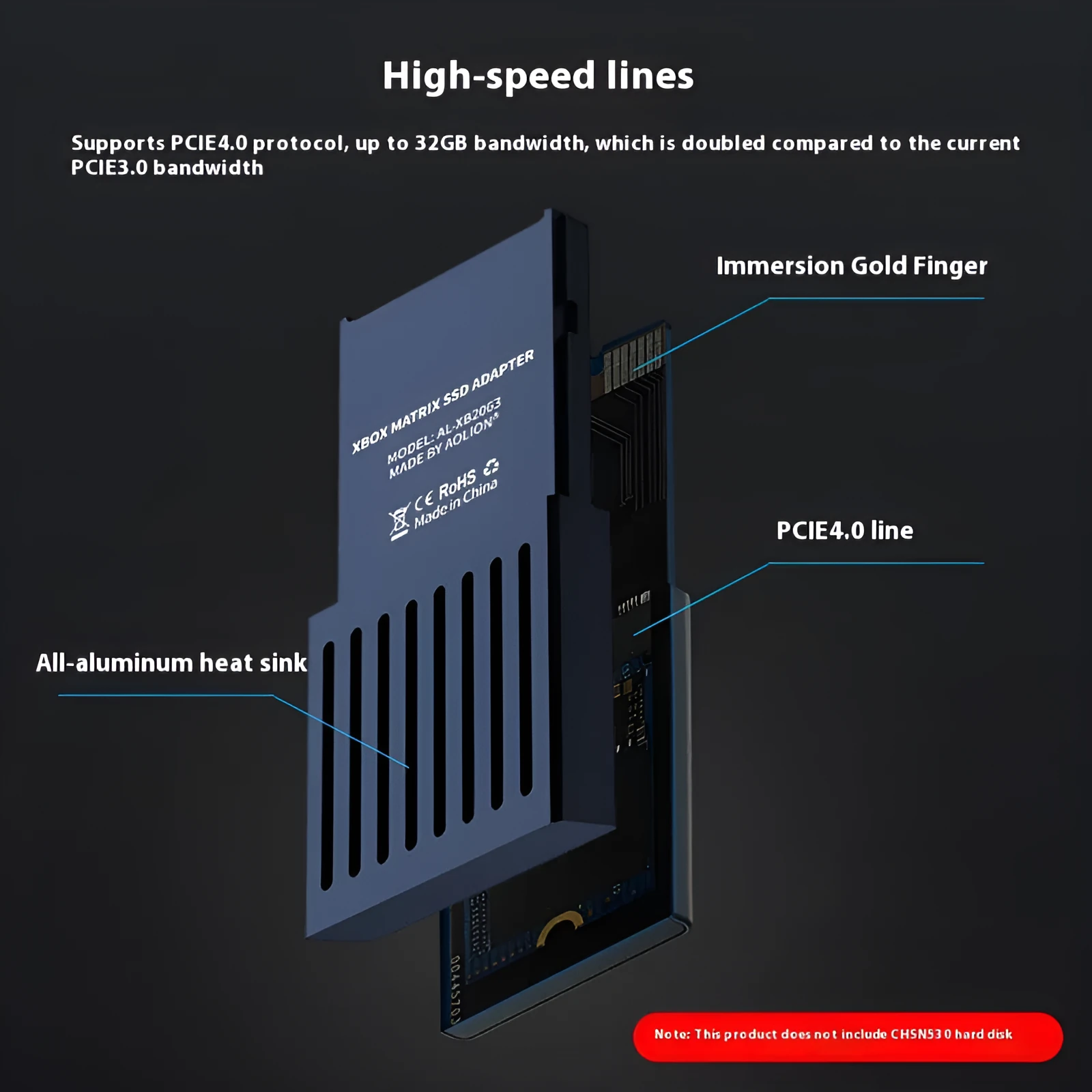 Aluminium Xbox Series X/S hard drive switching box with CFexpress interface and screwdriver.