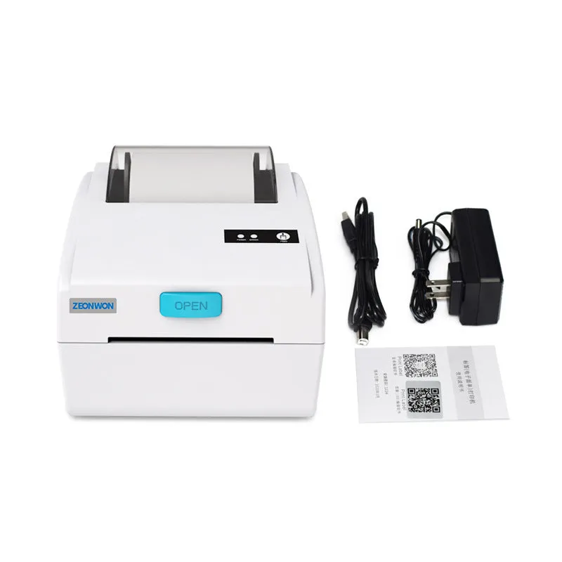 White Bluetooth thermal label printer with USB and wireless connectivity for heat-sensitive labels