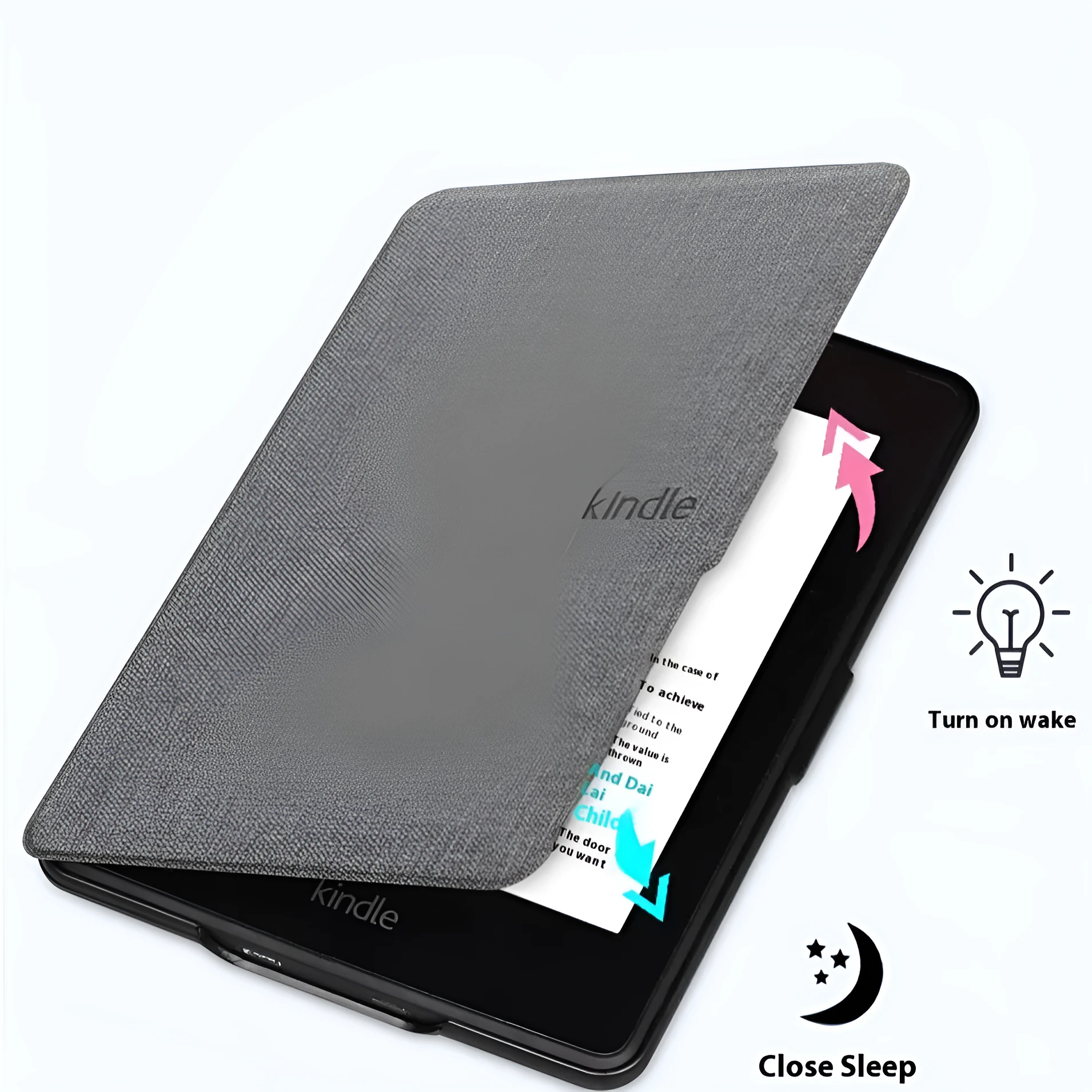 Linen texture Kindle Paperwhite case with magnetic closure in multiple colour options