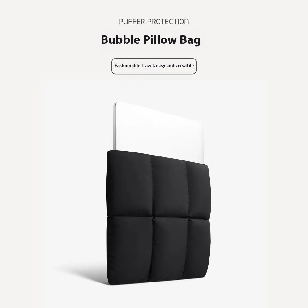 Polyester laptop sleeve in black colour with retro stitching detail for 13 to 15.6 inch devices