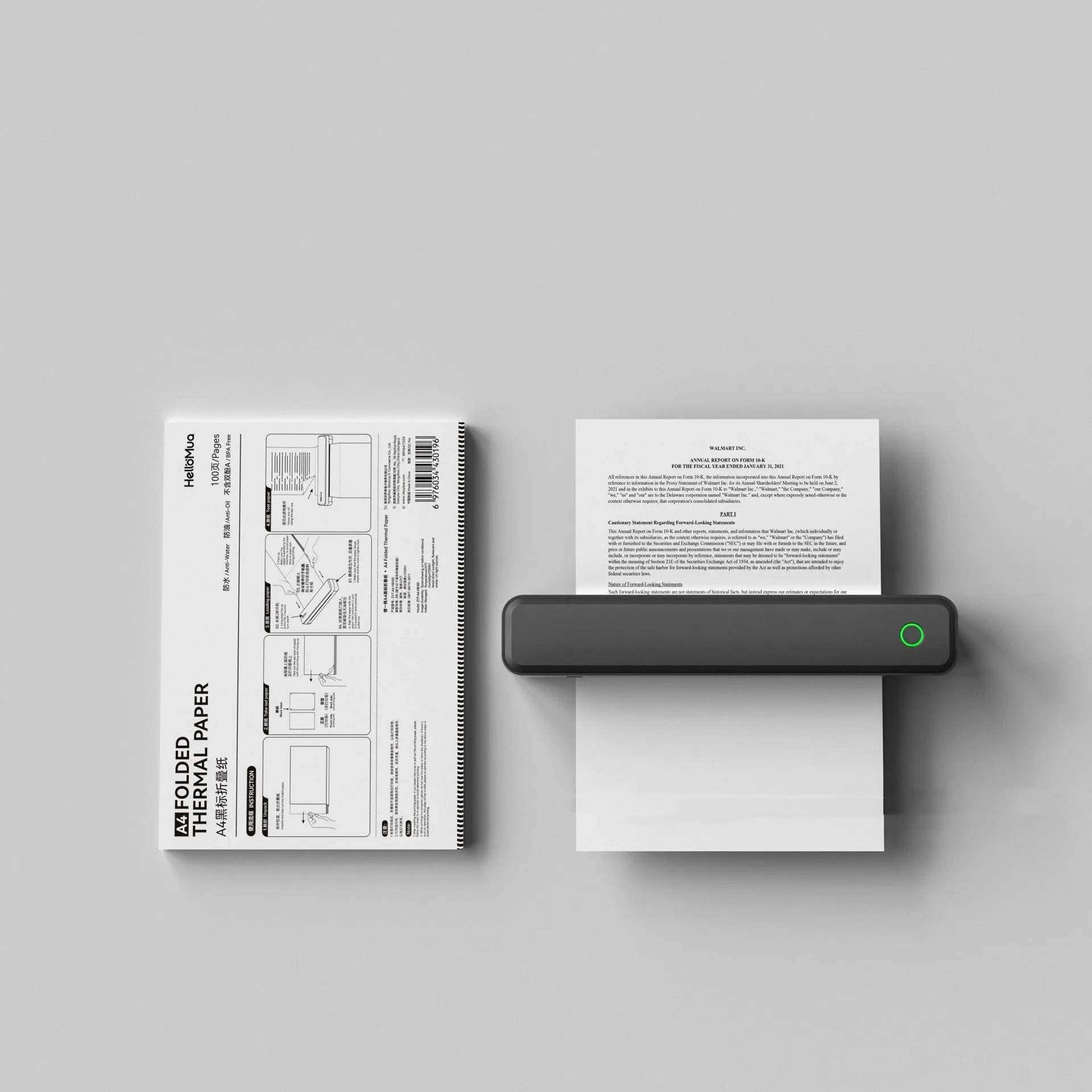 Compact black or white thermal printer with Bluetooth for mobile phone printing