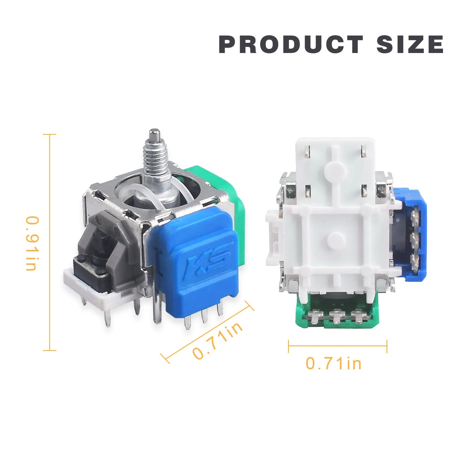 Black Hall effect magnetic joystick replacement component for PS5, PS4, XBOX and Switch Pro controllers.