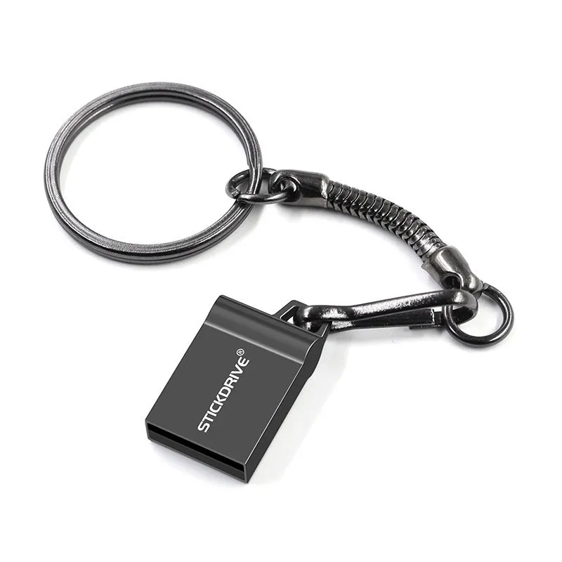 Metal car-shaped USB flash drive on a necklace chain, shown in black and silver colour options.