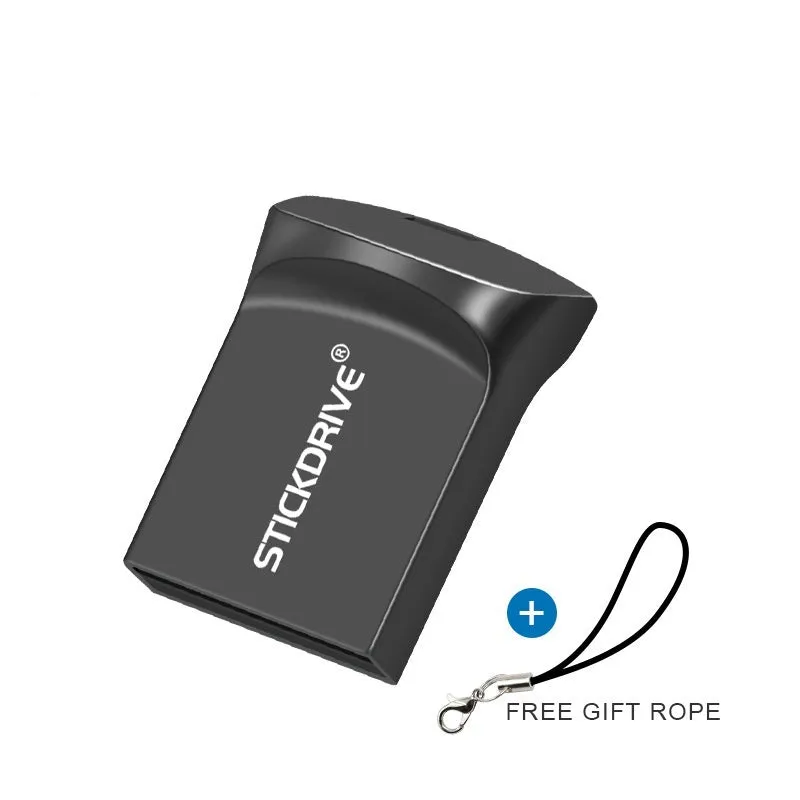 Metal car-shaped USB flash drive on a necklace chain, shown in black and silver colour options.