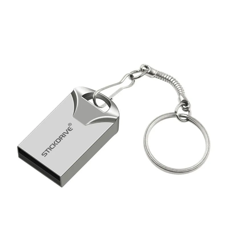 Metal car-shaped USB flash drive on a necklace chain, shown in black and silver colour options.