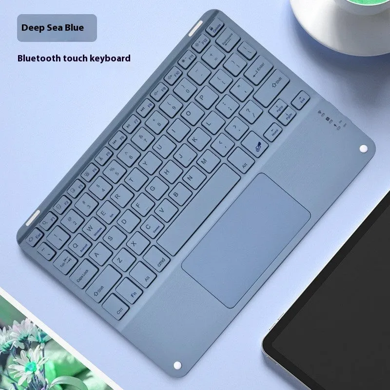Square Hat touch Bluetooth wireless keyboard in green with wireless charging pad visible.