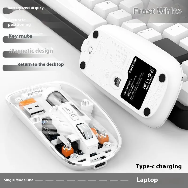 Transparent wireless computer mouse with self-charging feature in various colours