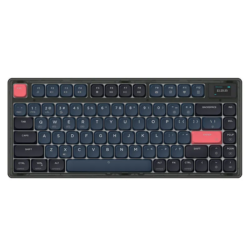 Ajazz AK832PRO mechanical keyboard in green or tea colour with compact 81-key layout and colour screen