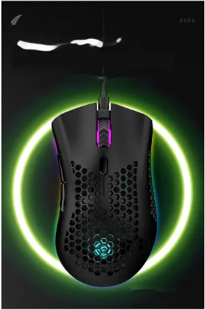 Hollow out design wireless computer mouse with luminous effects in black, cyan or white colours
