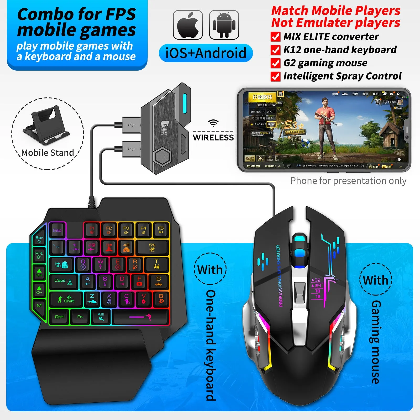Gamwing Jiaying MIX keyboard and mouse converter with USB interface for mobile gaming
