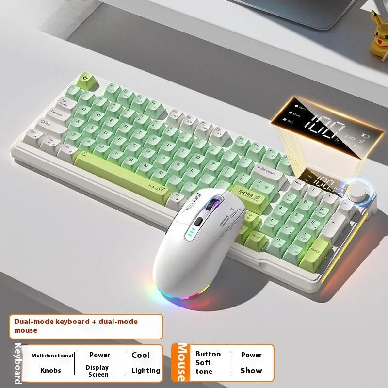 Wireless Bluetooth keyboard and mouse combo in blue and white colour with mechanical feel keycaps