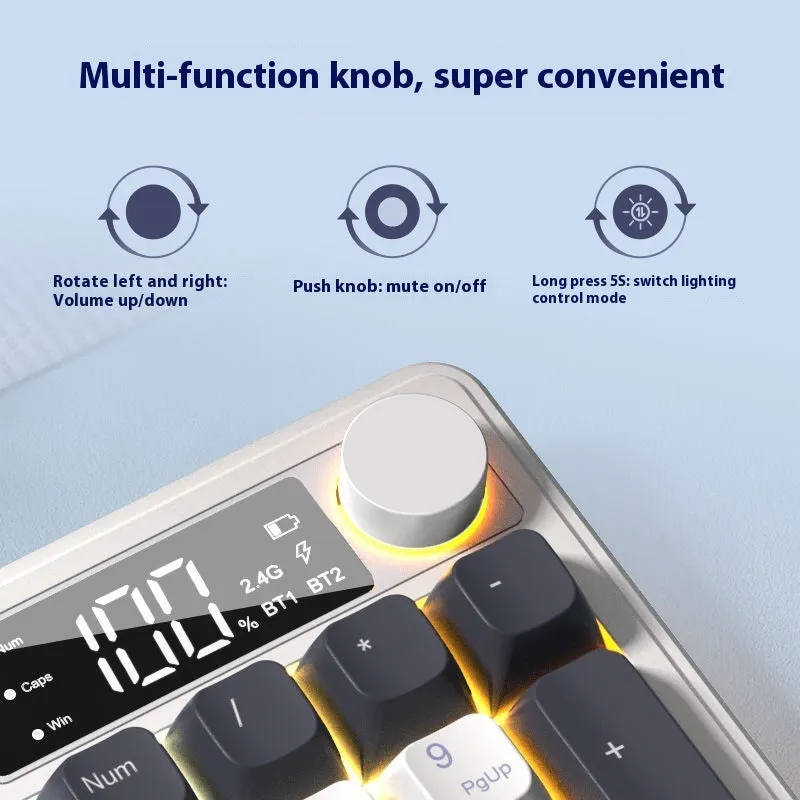 Wireless Bluetooth keyboard and mouse combo in blue and white colour with mechanical feel keycaps
