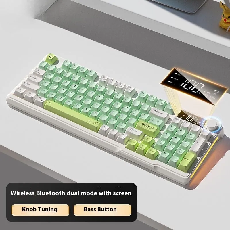 Wireless Bluetooth keyboard and mouse combo in blue and white colour with mechanical feel keycaps