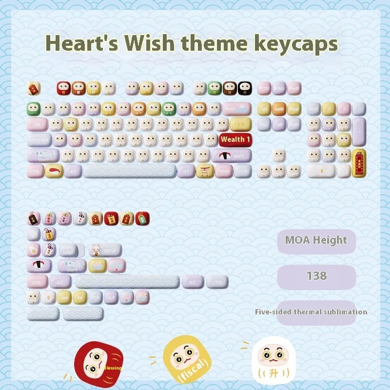 Sublimation printed cartoon pig party theme keycap set for mechanical keyboards with 139 keys